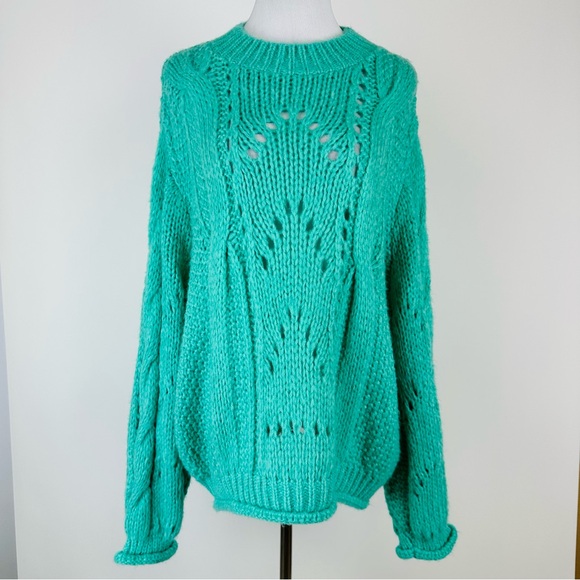 TOPSHOP Seafoam Green Chunky Sweater Size Large - Picture 2 of 8
